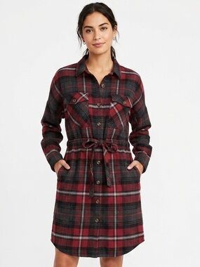 Ci Sono Plaid Collection Flannel Button Front Belted Shirt Dress XL BRAND NEW